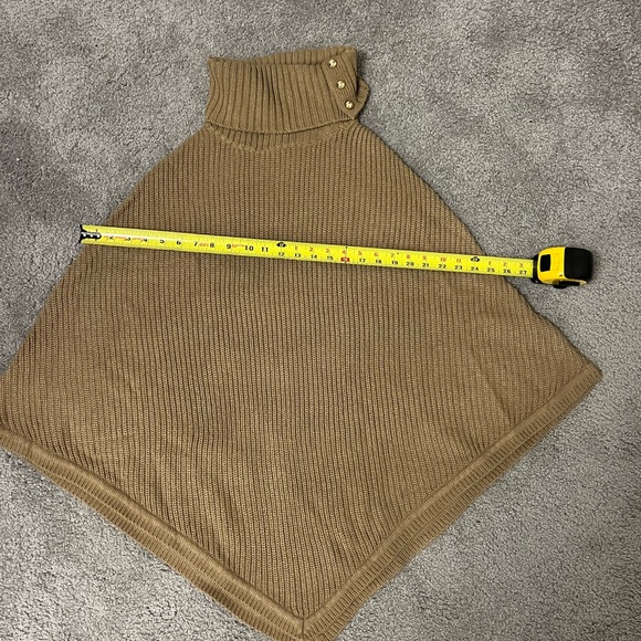 Michael Kors Shaker Poncho Cape Turtleneck Sweater - one size - gold brown tan - Picture 4 of 7